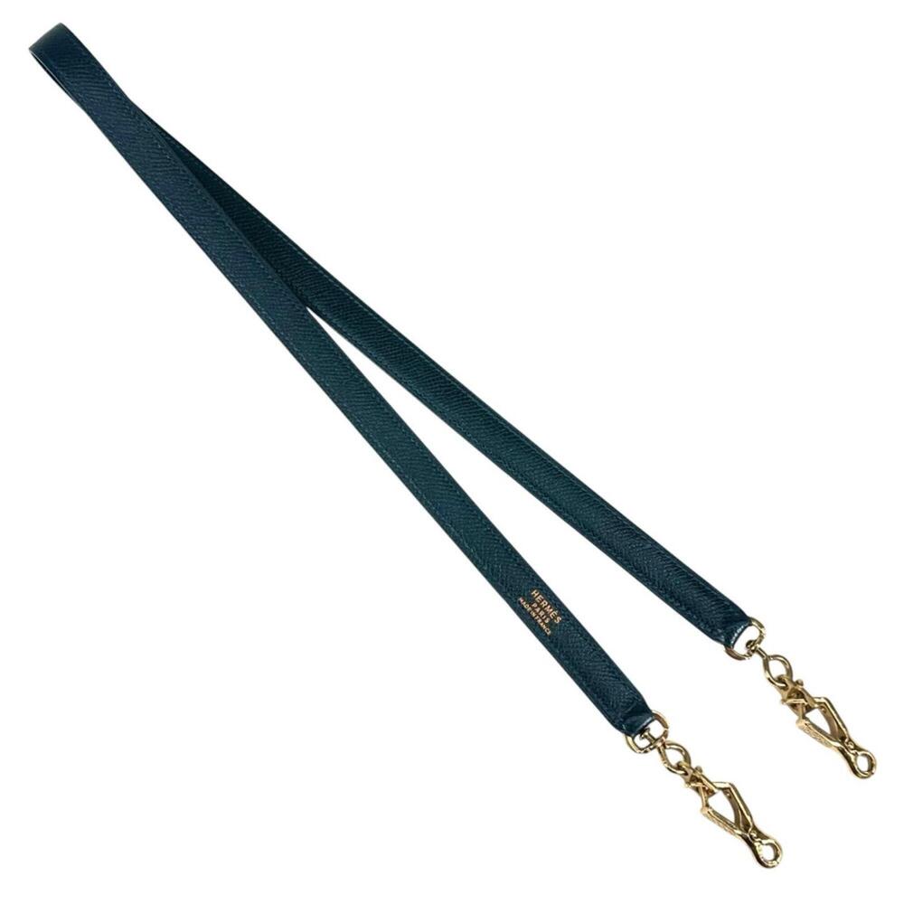 HERMES Kelly Shoulder Strap, Courchevel Leather, Blue Indigo/Navy, Women's